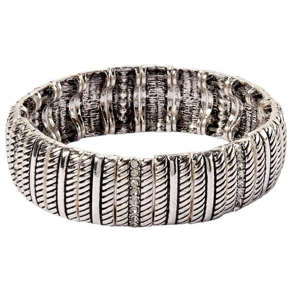 Design Collection Silver-Tone Stretch Bracelet - image 