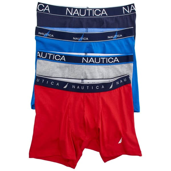 Mens Nautica 4pk. Boxer Briefs - Red/Grey/Blue