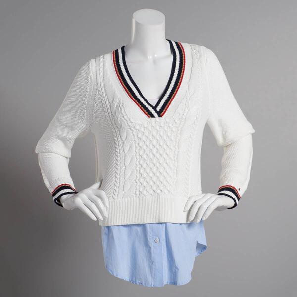 Womens Tommy Hilfiger Sport Solid 2Fer Cricket Sweater - image 