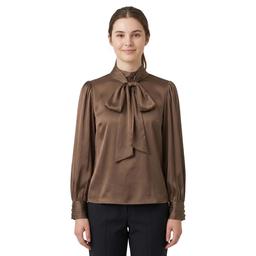 Juniors Love Tree Satin Jabot Tie Neck Blouse