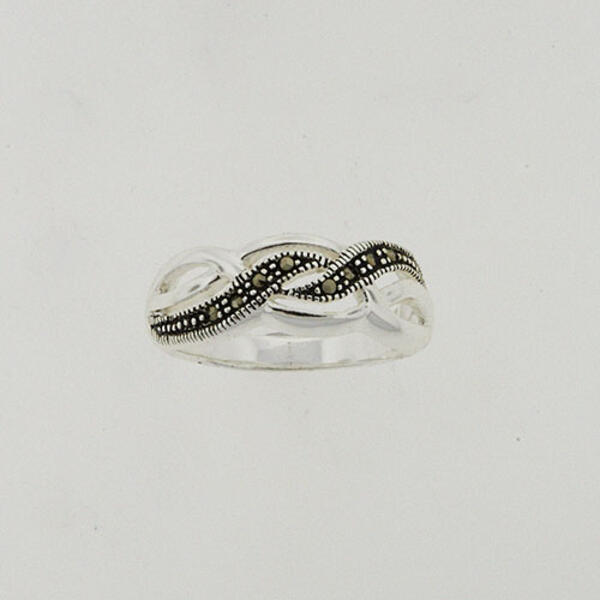 Marsala Silver Plated Genuine Marcasite Weave Ring - image 