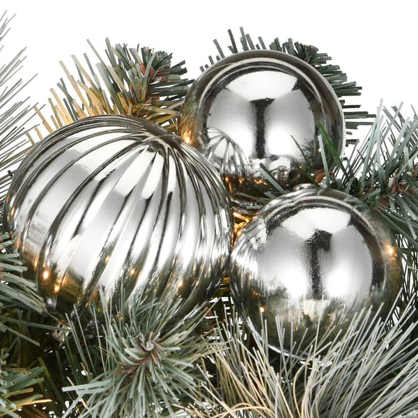 National Tree 24in. LED Frosted Silver Pine Wreath