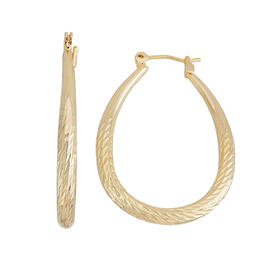 Fine Faux Gold Plated Tapered Oval Hoop Earrings