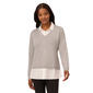 Womens Adrianna Papell Long Sleeve V-Neck 2Fer Solid Sweater - image 1