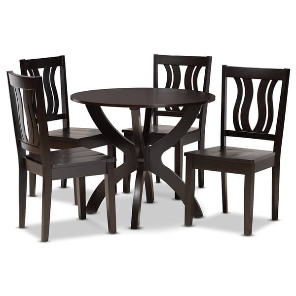 Baxton Studio Karla Dark Brown Finish Wood 5pc. Dining Set - image 