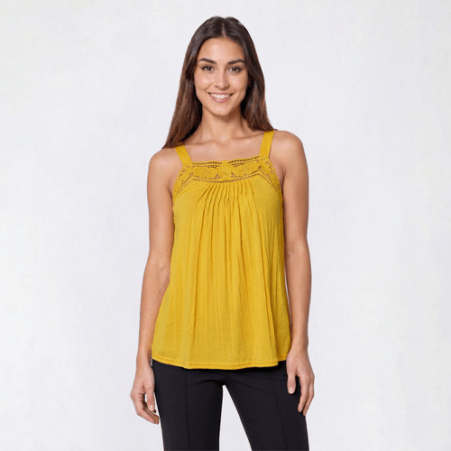 Womens BB Dakota Lace Trim Pintuck Pleat Cami - image 