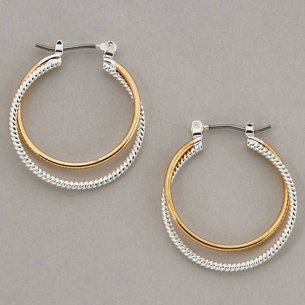 Design Collection Two-Tone Twisted Hoop Earrings - image 
