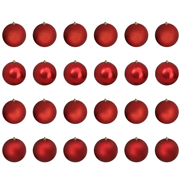 Northlight 12ct. Shatterproof 4-Finish Red Christmas Ornaments