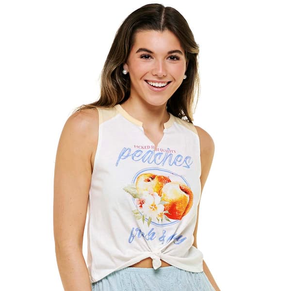 Juniors No Comment Washed Color Block Fresh Peaches Tank Top