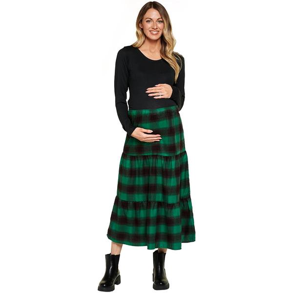 Womens Maternity Times Two Tiered Plaid Skirt