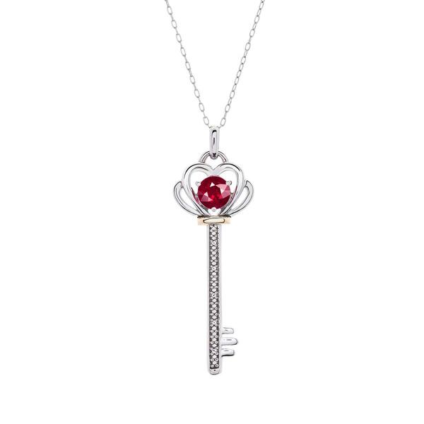 Gemstone Classics&#40;tm&#41; Garnet Key Pendant Necklace - image 