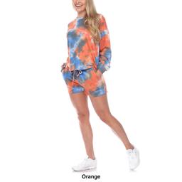 Womens White Mark Tie Dye Lounge Top And Shorts Set
