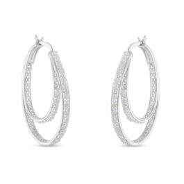 Diamond Classics&#40;tm&#41; Sterling Silver Double Hoop Earrings