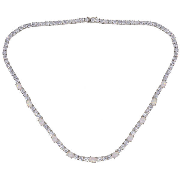 Gianni Argento Silver Plated Lab Opal Necklace - image 