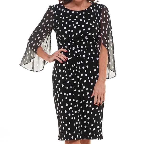 Womens Connected Apparel Sheer Wide Sleeve Dot Dress