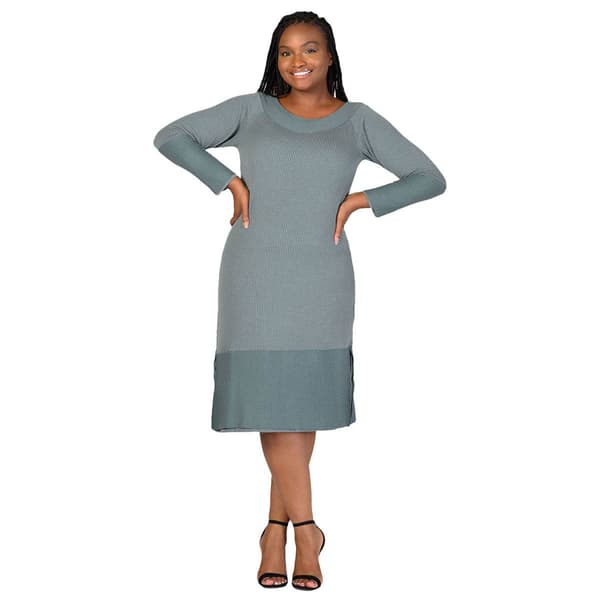 Plus Size 24/7 Comfort Apparel Long Sleeve Sweater Dress