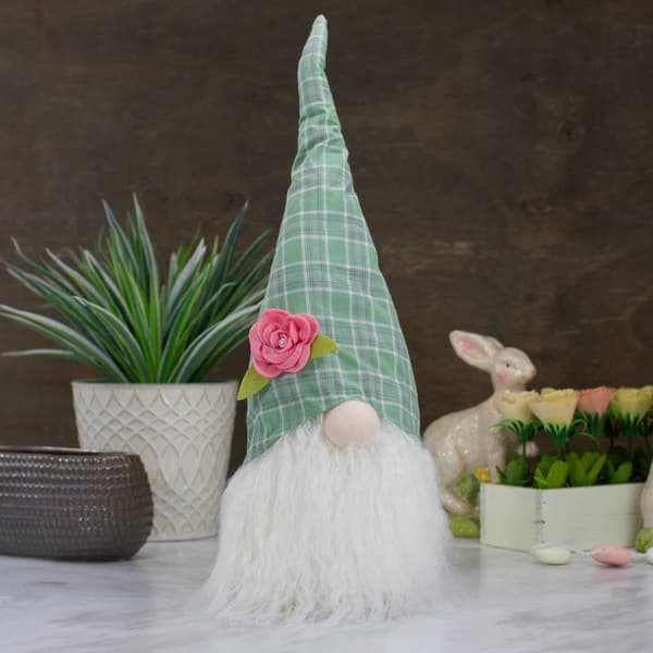 Northlight Seasonal Floral Plaid Gnome Head Spring Décor
