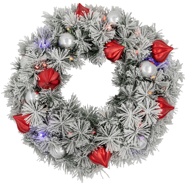 Northlight Dual Color LED Snowy Bristle Pine Christmas Wreath