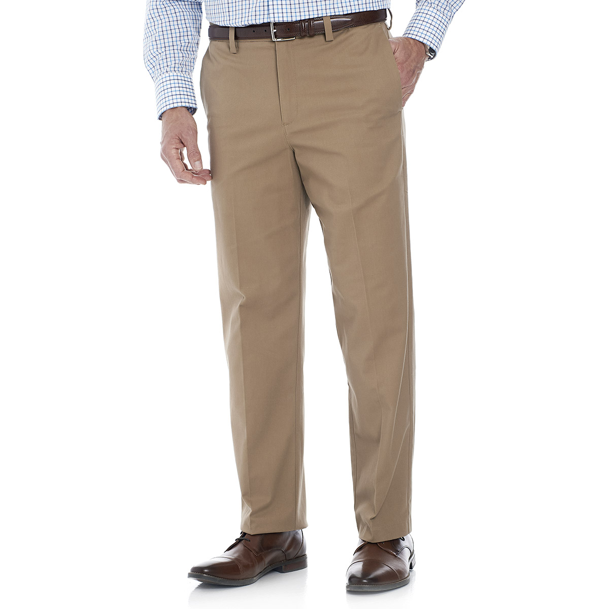 Open Video Modal for Mens Haggar&#40;R&#41; Premium No Iron Khaki Classic Fit Flat Front Pants