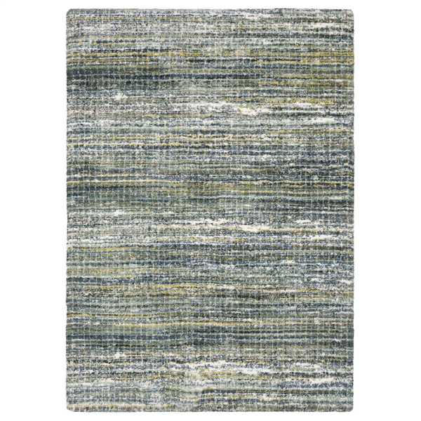 HomeRoots Green & Blue Geometric Distressed Accent Rug