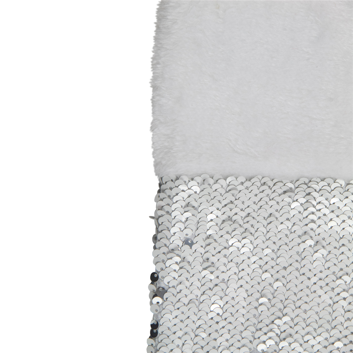 Northlight White & Silver Sequin Christmas Stocking With Cuff