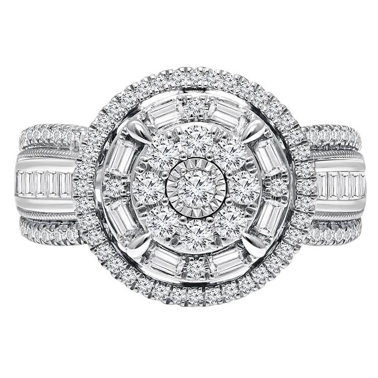 Diamond Classics(tm) White Gold 1ctw. Cluster Bridal Ring