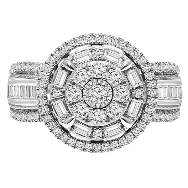 Diamond Classics(tm) White Gold 1ctw. Cluster Bridal Ring