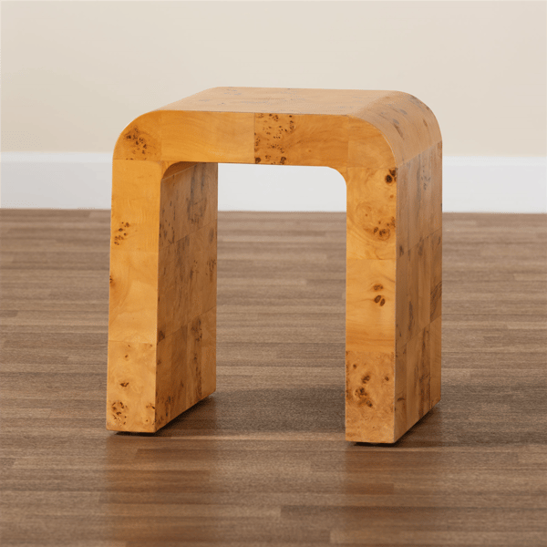 bali & pari Revelle Natural Light Mappa Real Burl Wood End Table