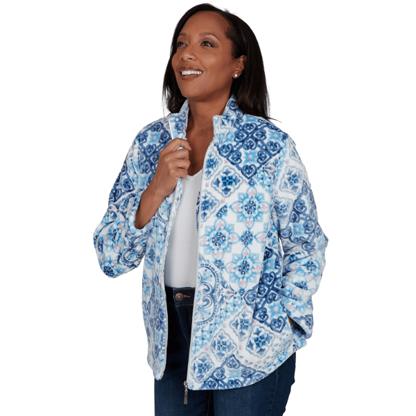 Womens Alfred Dunner Classics Medallion Zip Front Jacket