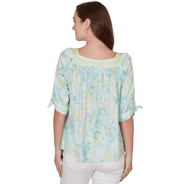 Womens Ruby Rd. Renaissance Romance Watercolor Floral Blouse - image 