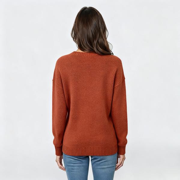 Womens Emily Daniels Long Sleeve Solid Crew Neck Sweater