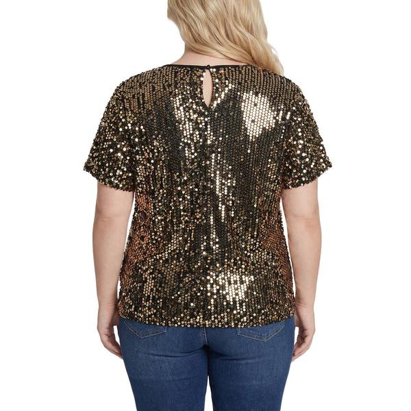 Plus Size NY Collection Short Sleeve All Over Sequin Blouse