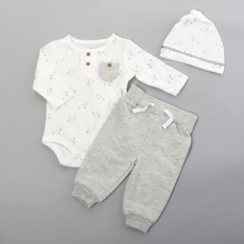 Baby Unisex (NB-9M) René Rofé 3pc. Nature Bodysuit & Pants Set - Boscov's