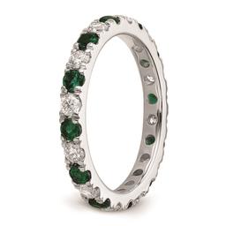 Pure Fire 14kt. White Gold Lab Created Emerald Eternity Band