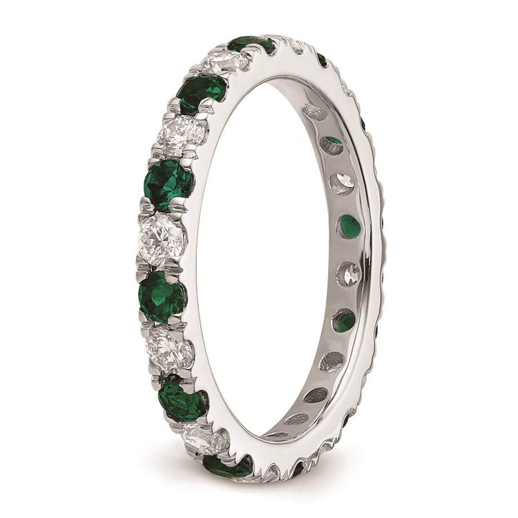 Pure Fire 14kt. White Gold Lab Created Emerald Eternity Band