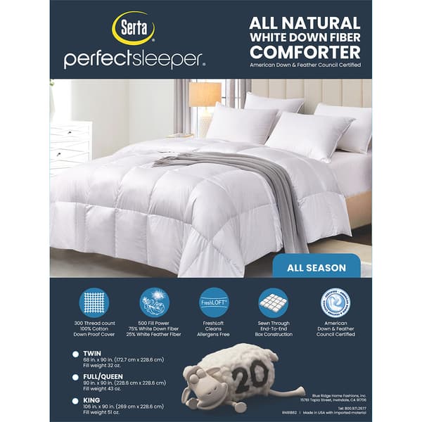 Serta® 300 Thread Count White Down Fiber All Season Comforter