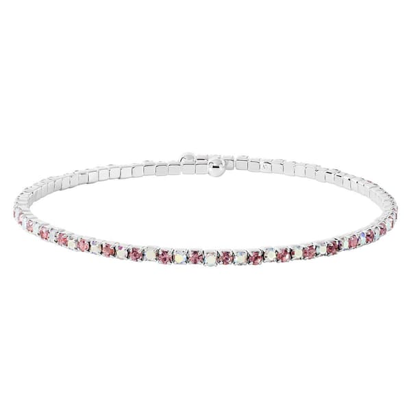 Athra Light Pink & Aurora Borealis Crystal Coil Bracelet