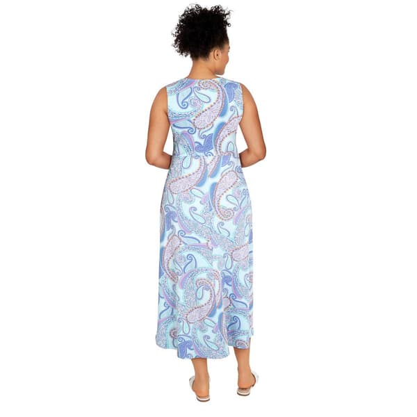 Petite Ruby Rd. Sleeveless V-Neck Puff Paisley High Low Hem Dress
