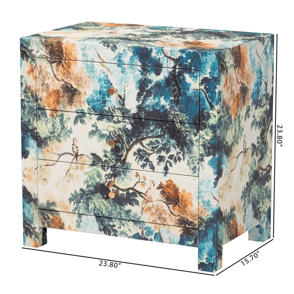 Baxton Studio Adeline End Table with Nature Motif