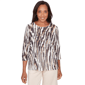 Womens Alfred Dunner Seville Animal Print Pleated Top With Neckl - image 1