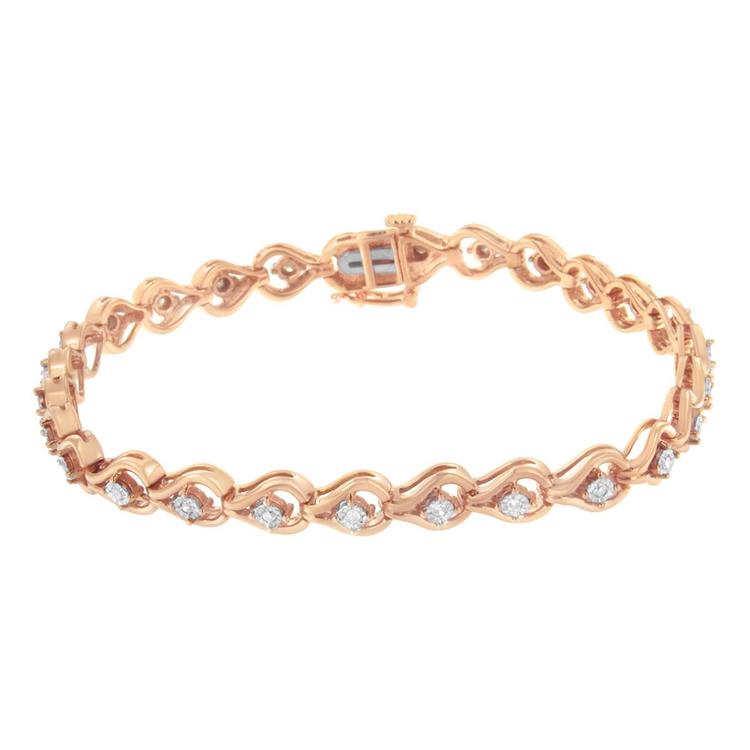 Diamond Classics™ Rose Gold Silver Diamond Link Bracelet