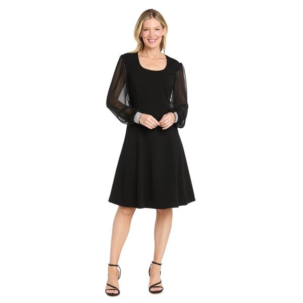 Womens R&M Richards Sheer Sleve U Neck Dress