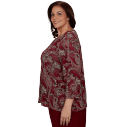 Plus Size Alfred Dunner Union Square 3/4 Sleeve Paisley Blouse