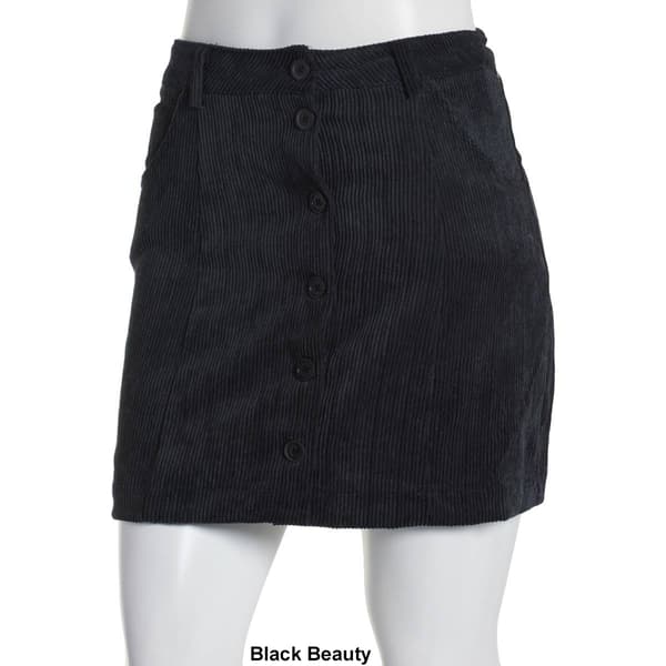Juniors Jolie & Joy Solid Corduroy A-Line Button Front Mini Skirt