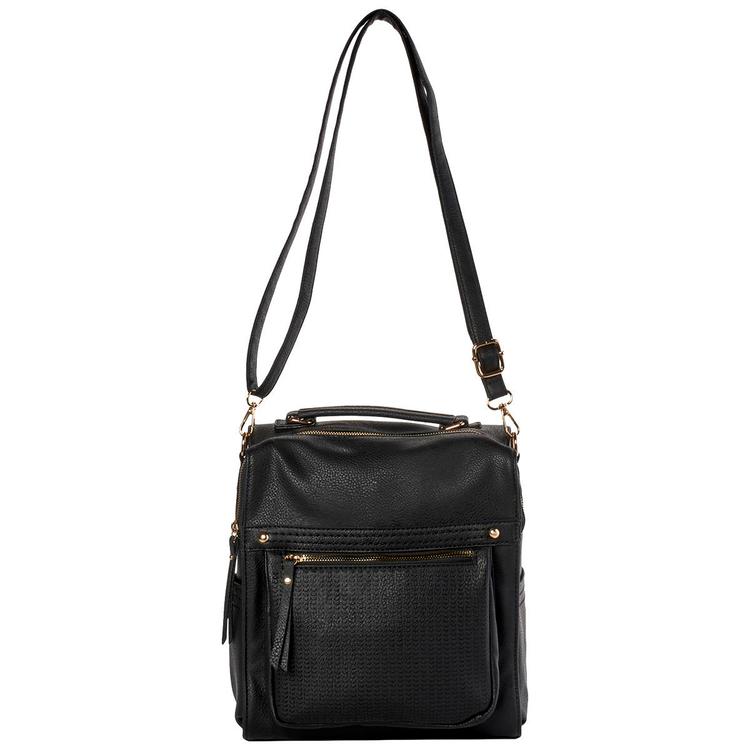 DS Fashion NY Perforated Front Zip Backpack