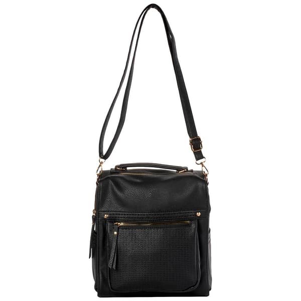 DS Fashion NY Perforated Front Zip Backpack