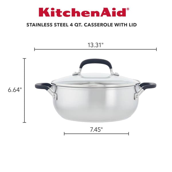 KitchenAid&#174; Stainless Steel Covered Casserole - 4qt.