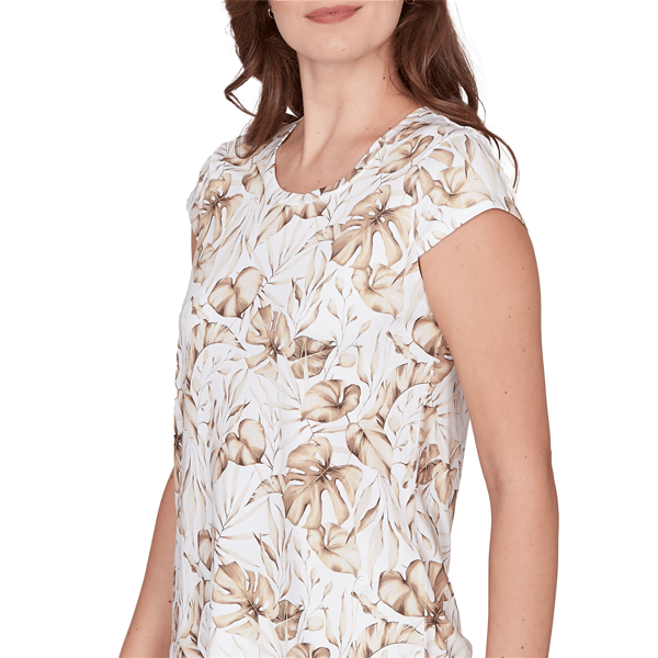 Womens Emaline Verde Grove II Short Sleeve Tropical Leaf Tee
