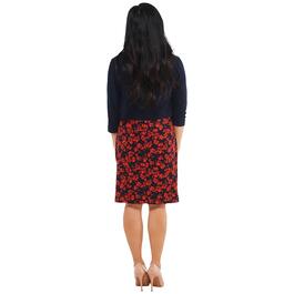 Petites Perceptions 3/4 Sleeve Solid Jacket With Print Dress