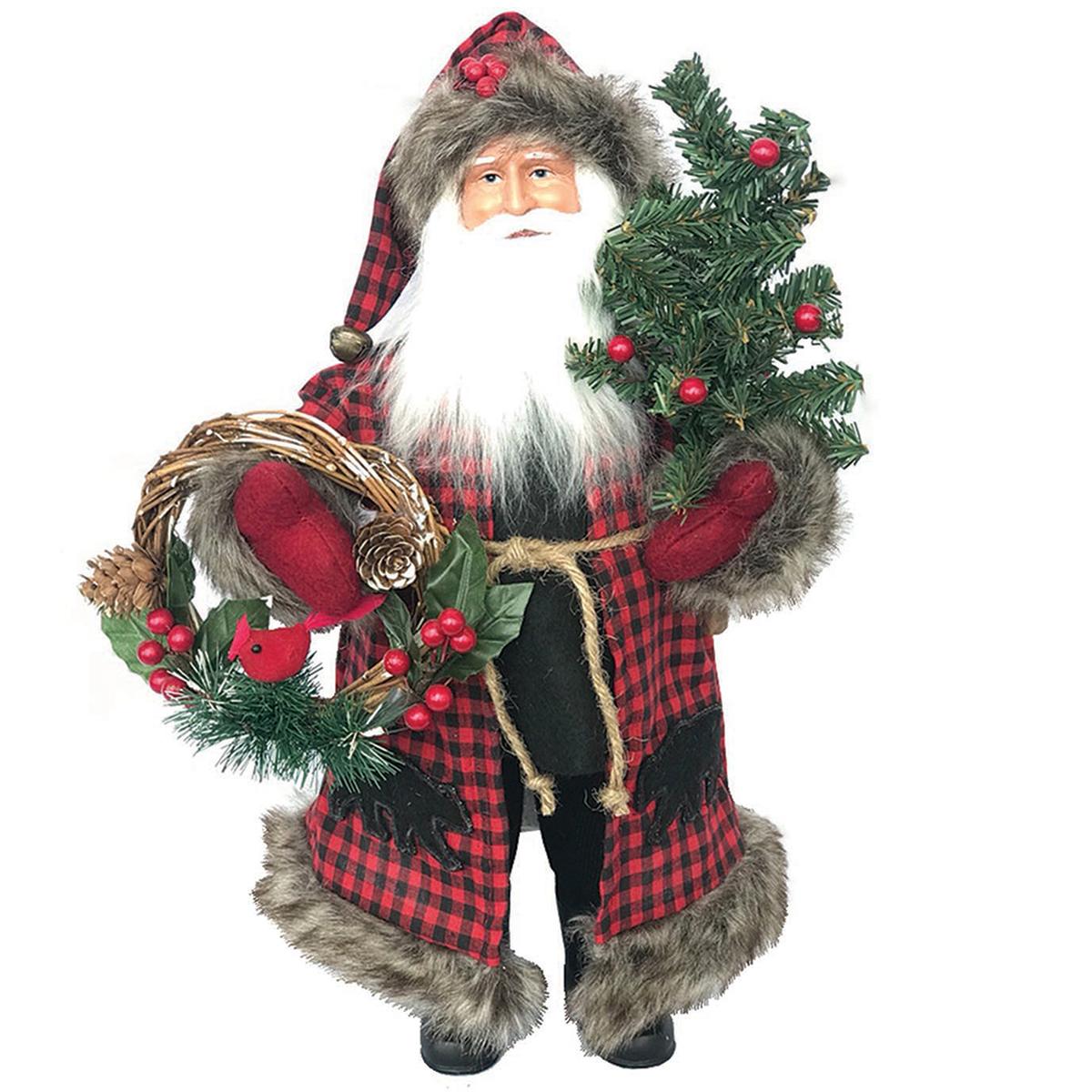 Santa’s Workshop 15in. Plaid Black Bear Claus Figurine